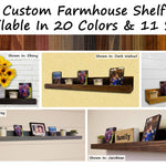 Farmhouse Rustic Wooden Ledge Shelf, 11 Sizes & 20 Colors