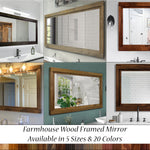 Farmhouse Wood Framed Wall Mirror, 5 Sizes & 20 Colors