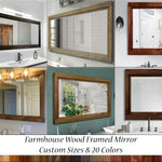 Farmhouse Framed Mirror, Custom Sizes, 20 Stain Colors, Handmade in the USA by Lane of Lenore