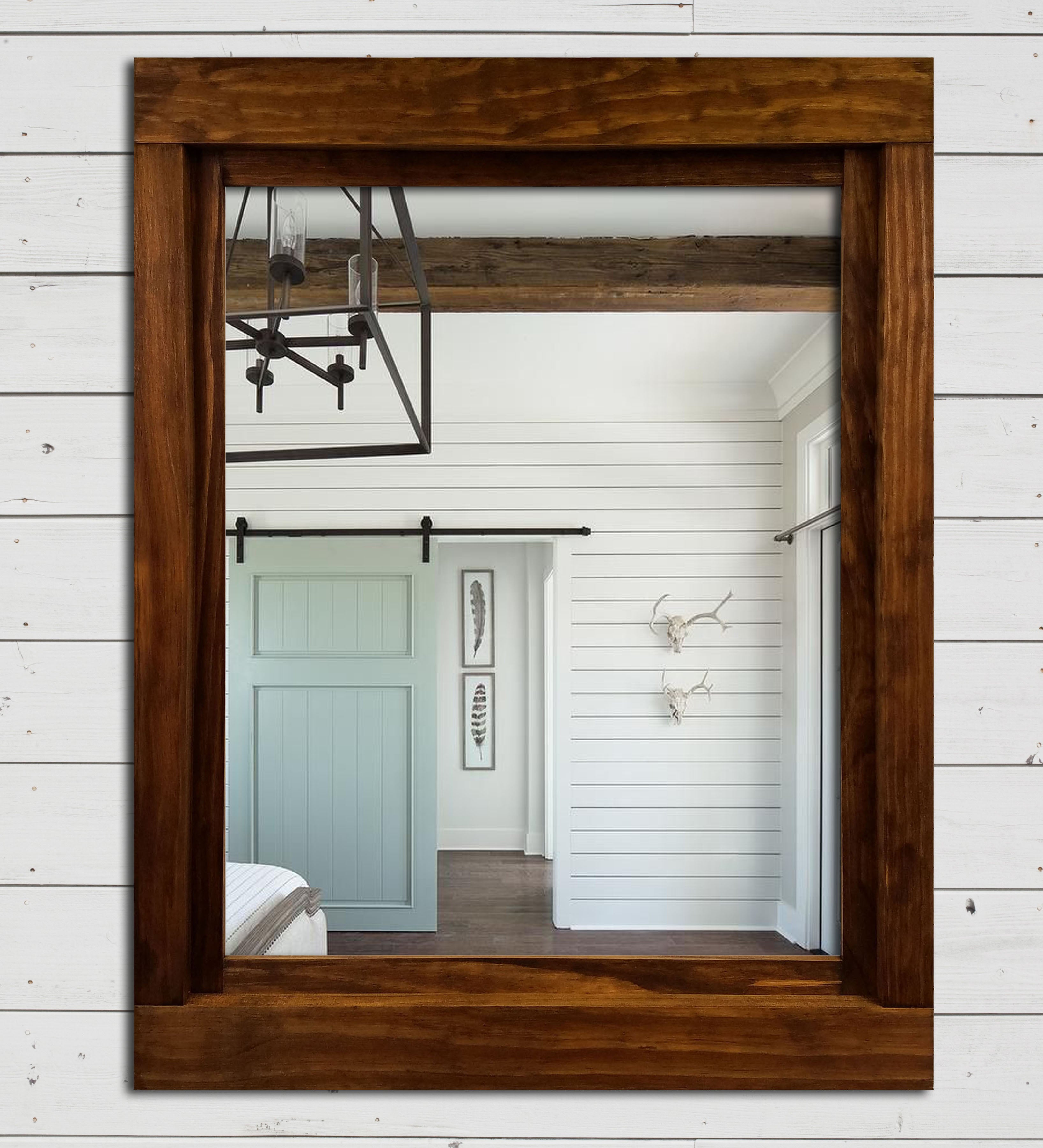 Farmhouse Wood Framed Wall Mirror, 5 Sizes & 20 Colors, Shown in Provincial