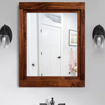 Custom Sized Farmhouse Rustic Wood Framed Mirror, Shown in Red Oak