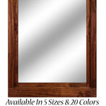 Farmhouse Wood Framed Wall Mirror, 5 Sizes & 20 Colors, Shown in Red Oak