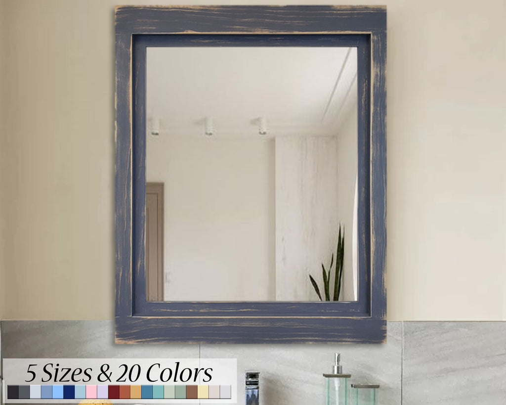 Farmhouse Wood Framed Wall Mirror, 5 Sizes & 20 Colors by Lane of Lenore