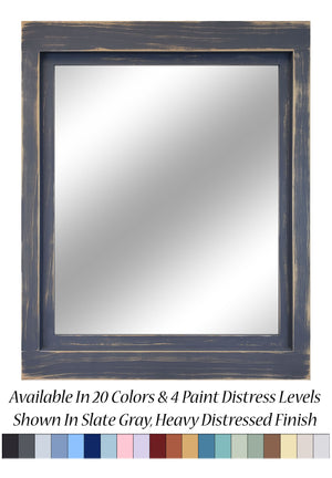 Farmhouse Wood Framed Wall Mirror, 5 Sizes & 20 Colors, Shown in Slate Gray