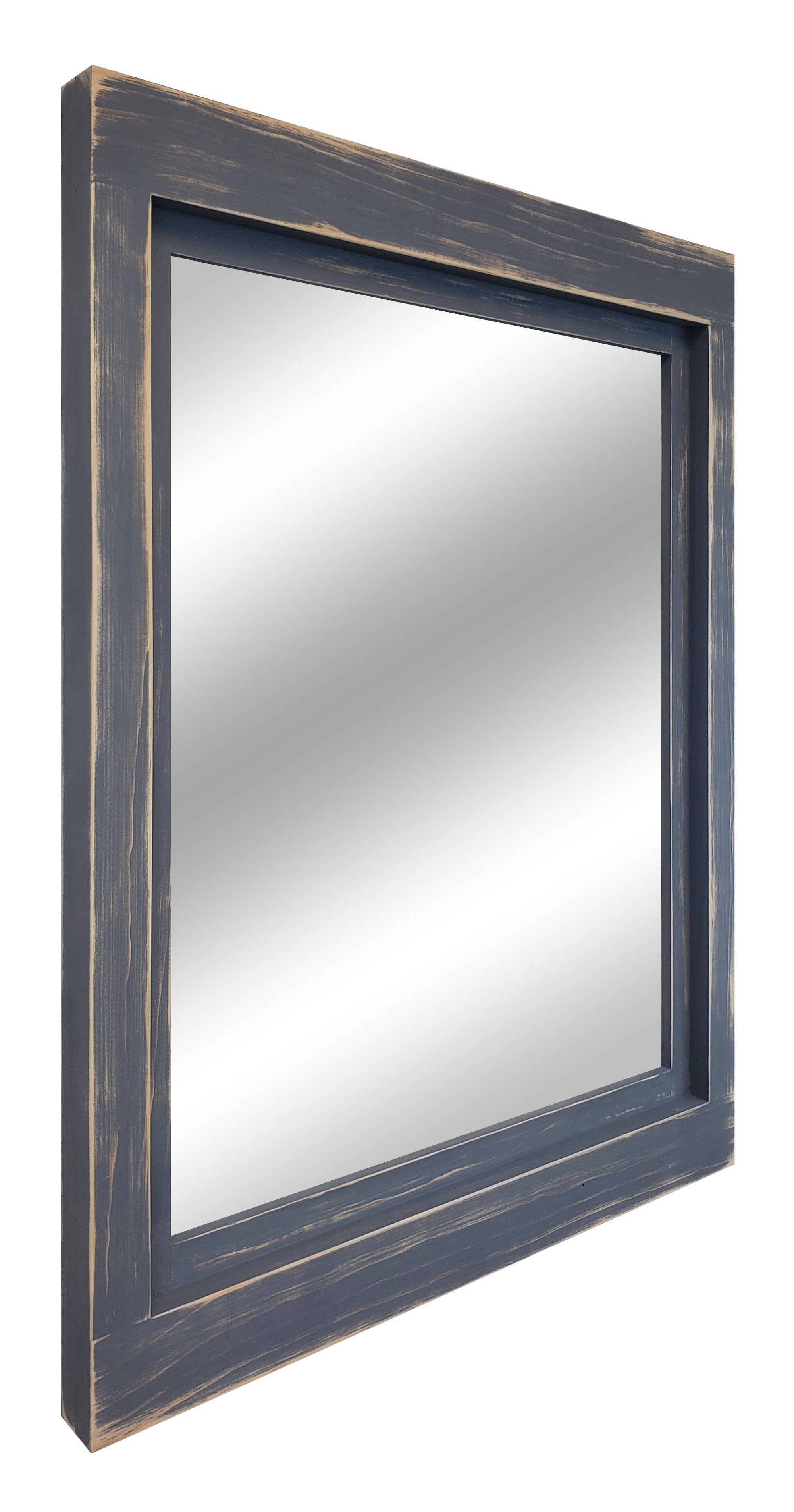 Farmhouse Wood Framed Wall Mirror, 5 Sizes & 20 Colors, Shown in Slate Gray