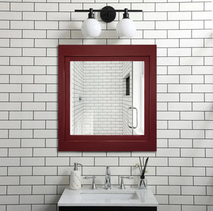 Farmhouse Wood Framed Wall Mirror, 5 Sizes & 20 Colors, Shown in Sundried Tomato Red