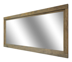 Farmhouse Wood Framed Wall Mirror, 5 Sizes & 20 Colors, Shown in Weathered Oak
