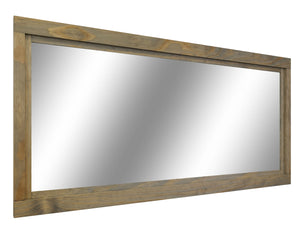 Farmhouse Wood Framed Wall Mirror, 5 Sizes & 20 Colors, Shown in Weathered Oak