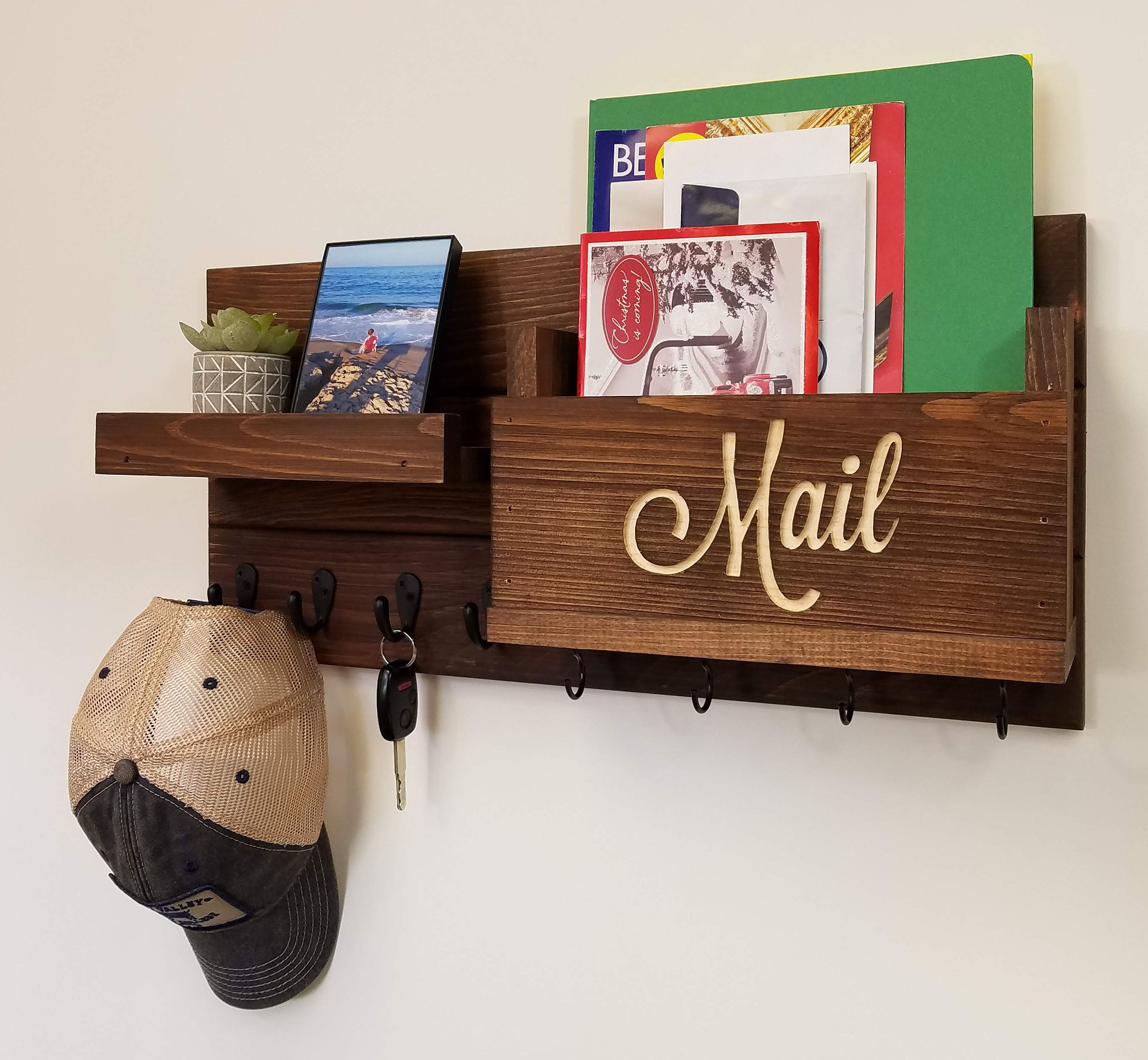 Farmhouse Mail Organizer with Hooks