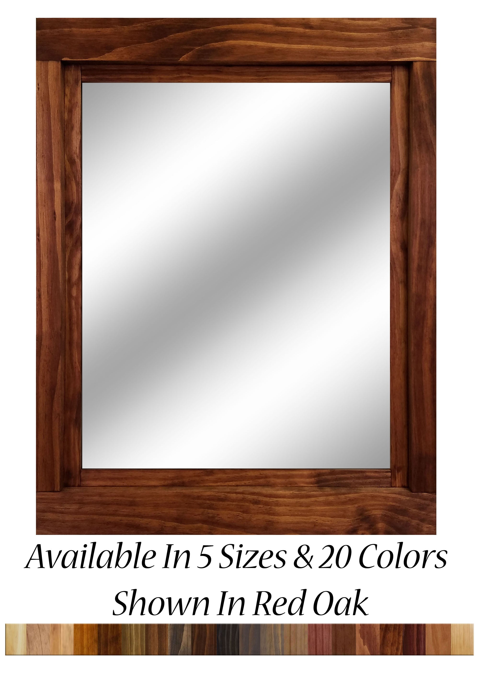 Farmhouse Mirrors | Red Oak Framed Wall Mirror | Oak Mirror | Wood Framed Wall Mirror