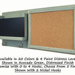 Fox Chase Wall Organizer, 20 Colors & 5 Hook Finishes, Shown in Avocado Green with Nickel Hooks