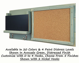 Fox Chase Wall Organizer, 20 Colors & 5 Hook Finishes, Shown in Avocado Green with Nickel Hooks