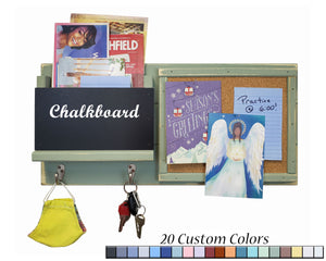 Fox Chase Wall Organizer with Mail Holder, Corkboard & Hooks by Renewed Decor