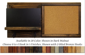Fox Chase Wall Organizer, 20 Colors & 5 Hook Finishes, Shown in Dark Walnut with Oiled Bronze Hooks