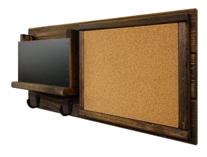 Fox Chase Wall Organizer, 20 Colors & 5 Hook Finishes, Shown in Dark Walnut with Oiled Bronze Hooks