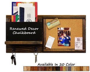 Fox Chase Wall Organizer, Mail Holder, Corkboard & Hooks by Renewed Decor