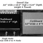 Fox Chase Wall Organizer with Mail Holder, Corkboard & Hooks, Size & Dimensions