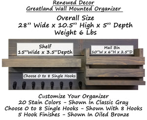Greatland Wall Mounted Organizer, Sizes & Dimensions