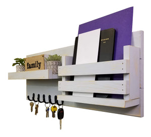 Greatland Wall Mounted Organizer, Shown in Light French Gray & Oiled Bronze Hooks