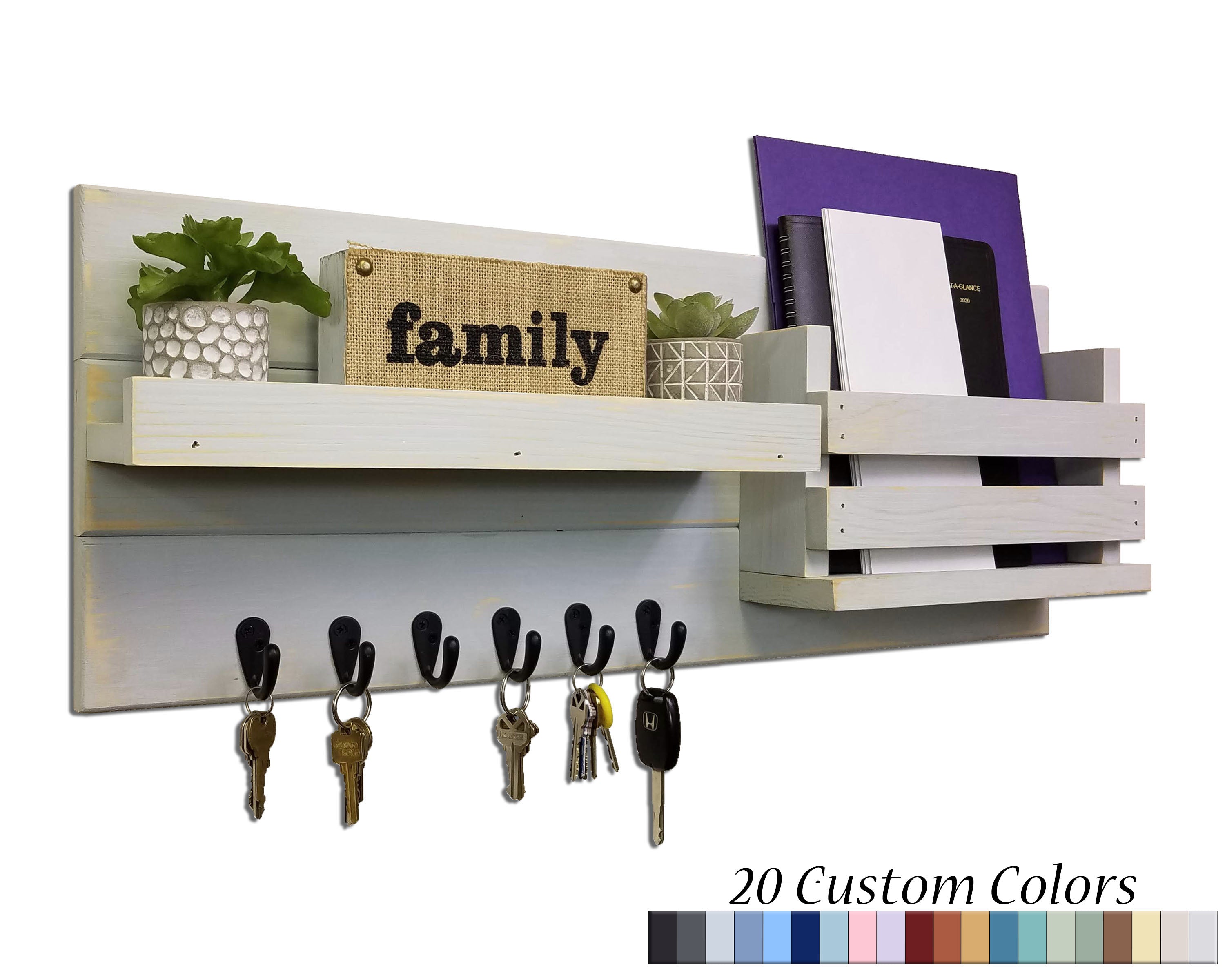 Greatland Wall Mounted Organizer, 20 Colors & 5 Hook Finishes by Renewed Decor