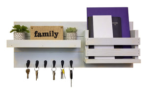 Greatland Wall Mounted Organizer, Shown in Light French Gray & Oiled Bronze Hooks