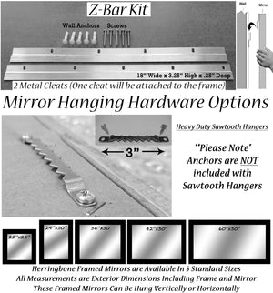 Herringbone Reclaimed Styled Wood Mirror, 5 Sizes & Hanging Hardware