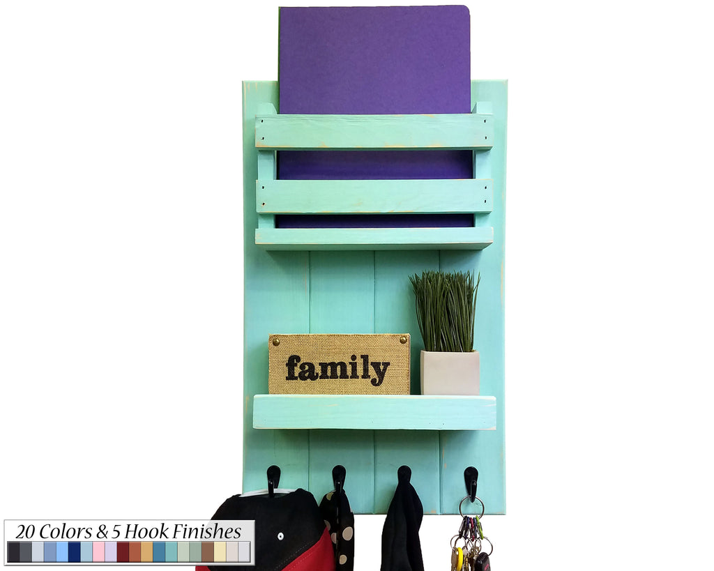 Harvest Rustic Large Vertical Mail Organizer, 20 Colors & 5 Hook Finishes by Renewed Decor 