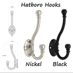 Hatboro Double Hook, Silver or Black