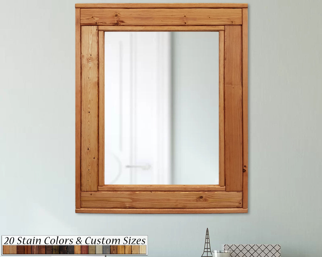 Herringbone Reclaimed Styled Wood Mirror, 20 Stain Colors & Custom Sizes by Lane of Lenore