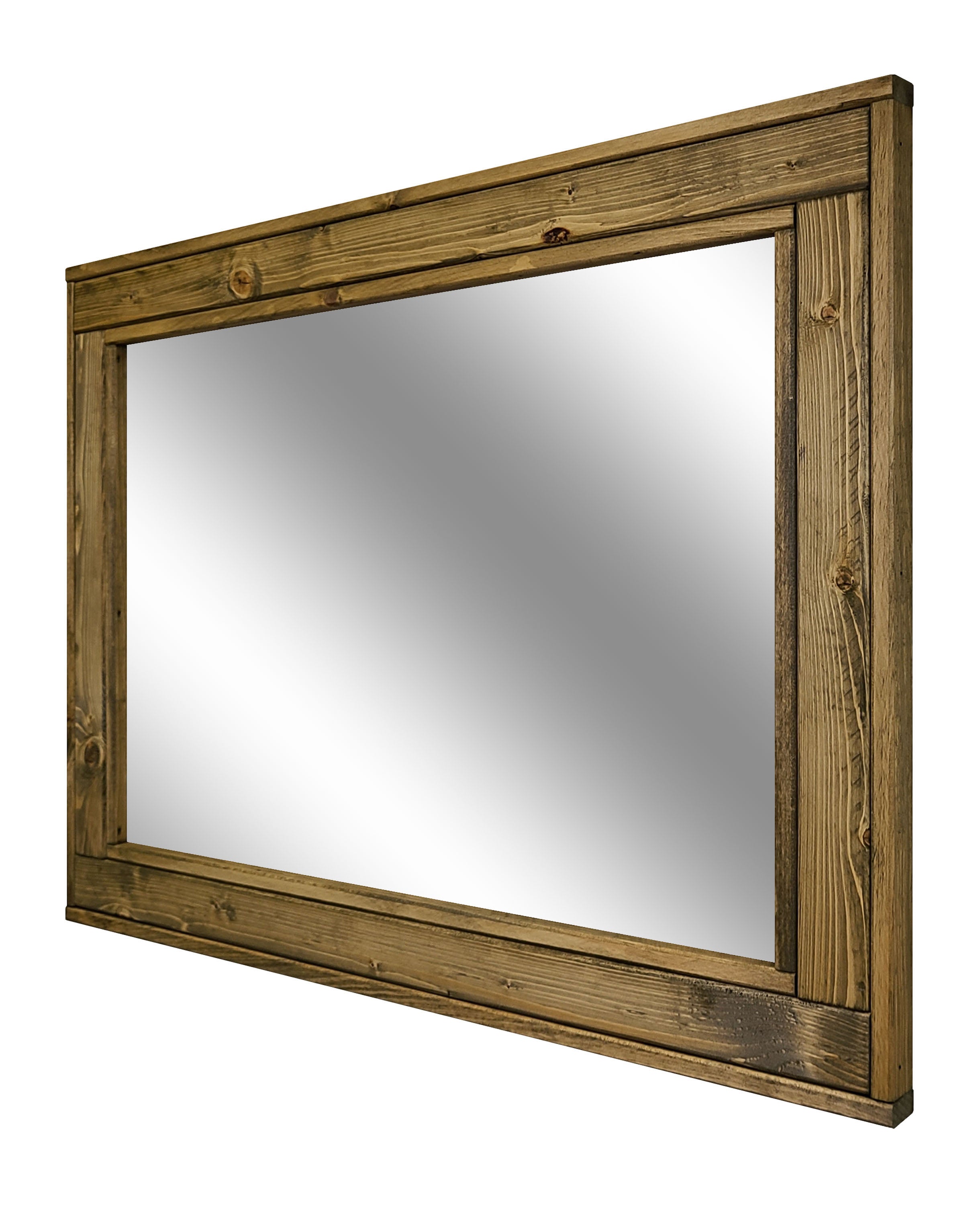 Herringbone Reclaimed Styled Wood Mirror, 5 Sizes & 20 Colors, Shown in Driftwood