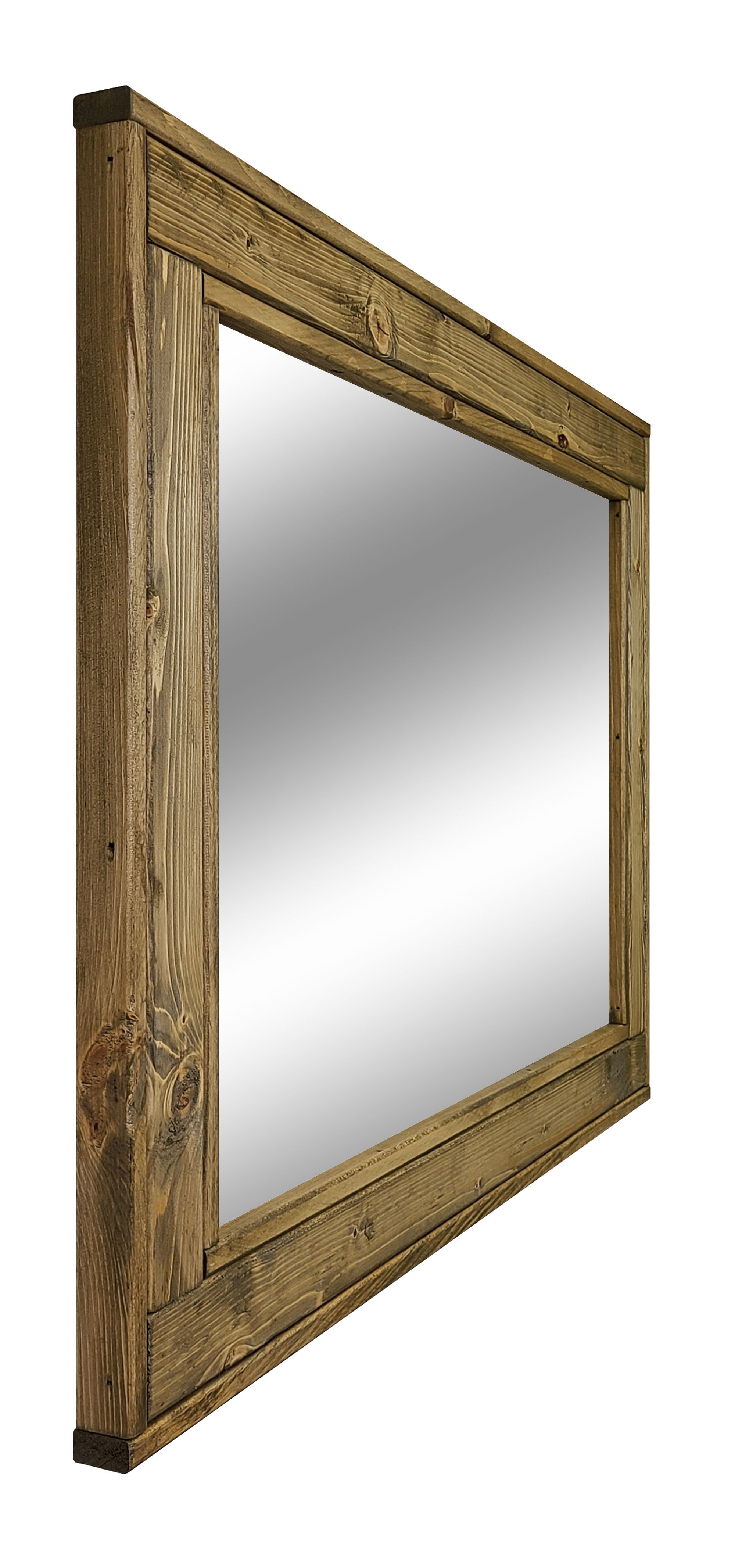 Herringbone Reclaimed Styled Wood Mirror, 5 Sizes & 20 Stain Colors, Shown in Driftwood