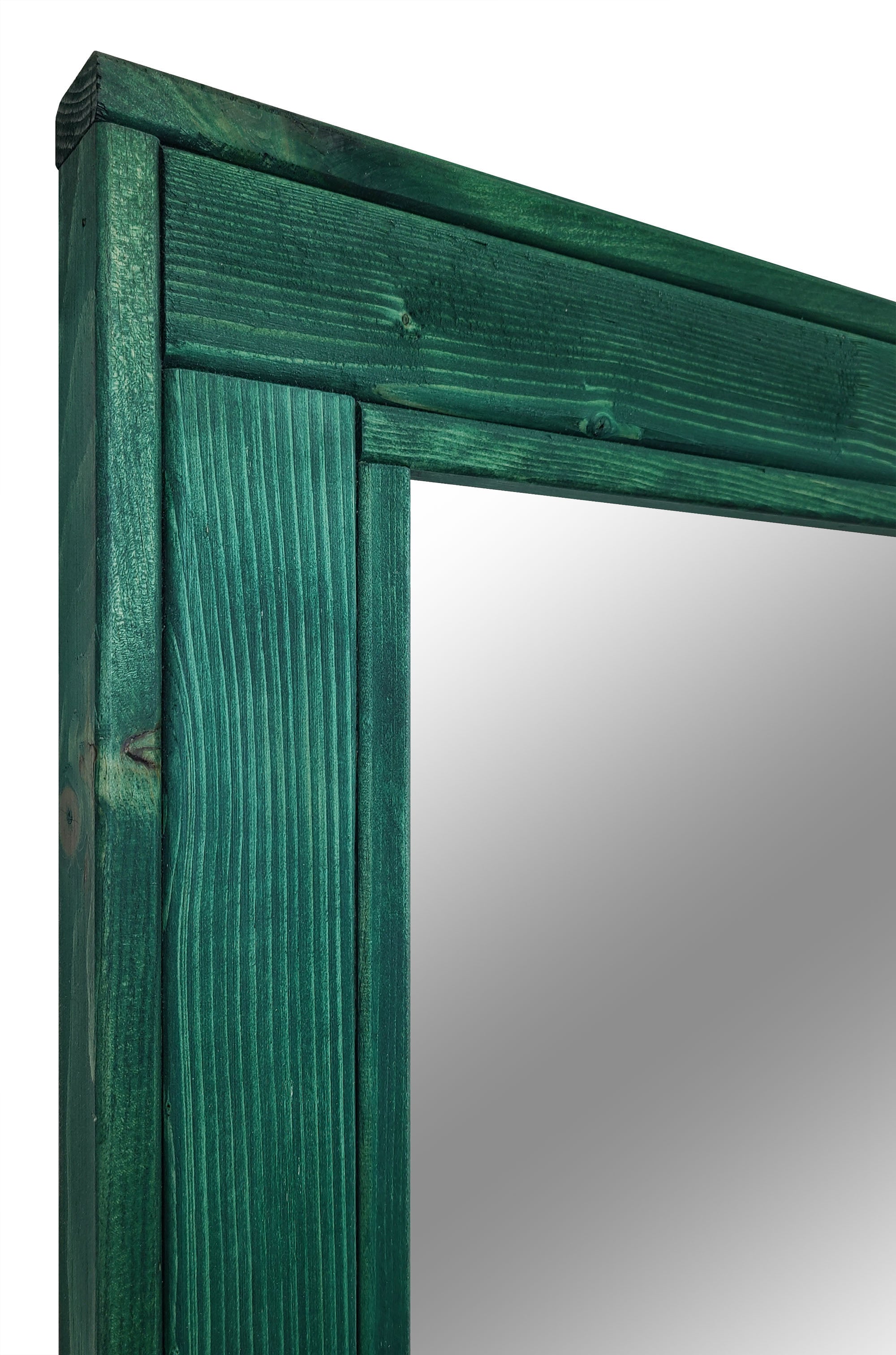 Herringbone Rustic Reclaimed Wood Wall Mirror, 5 Sizes & 13 Colors, Shown in Hunter Green