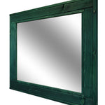 Herringbone Rustic Reclaimed Wood Wall Mirror, 5 Sizes & 13 Colors, Shown in Hunter Green