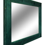 Herringbone Rustic Reclaimed Wood Wall Mirror, 5 Sizes & 13 Colors, Shown in Hunter Green