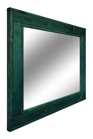 Herringbone Rustic Reclaimed Wood Wall Mirror, 5 Sizes & 13 Colors, Shown in Hunter Green
