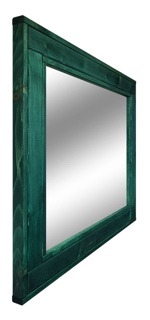 Herringbone Rustic Reclaimed Wood Wall Mirror, 5 Sizes & 13 Colors, Shown in Hunter Green