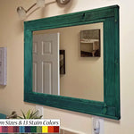 Herringbone Reclaimed Wood Mirror, 5 Sizes & 13 Colored Stains, Shown in Hunter Green