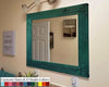 Herringbone Reclaimed Wood Mirror, 5 Sizes & 13 Colored Stains, Shown in Hunter Green