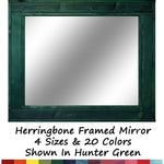 Herringbone Rustic Reclaimed Wood Wall Mirror, 5 Sizes & 13 Colors, Shown in Hunter Green