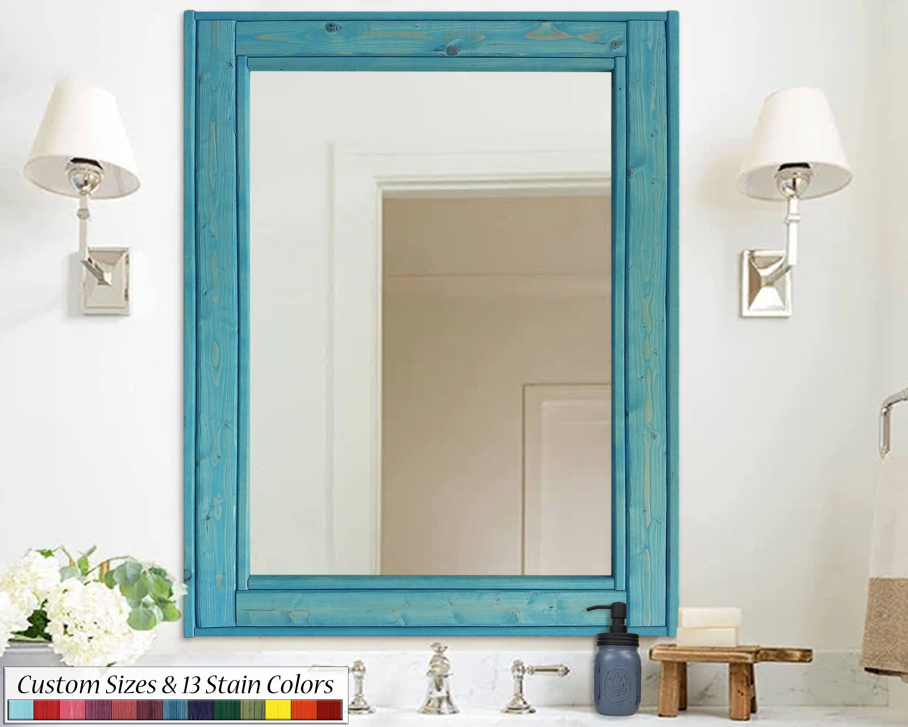 Herringbone Reclaimed Styled Wood Mirror, 5 Sizes & 13 Stain Colors by Lane of Lenore
