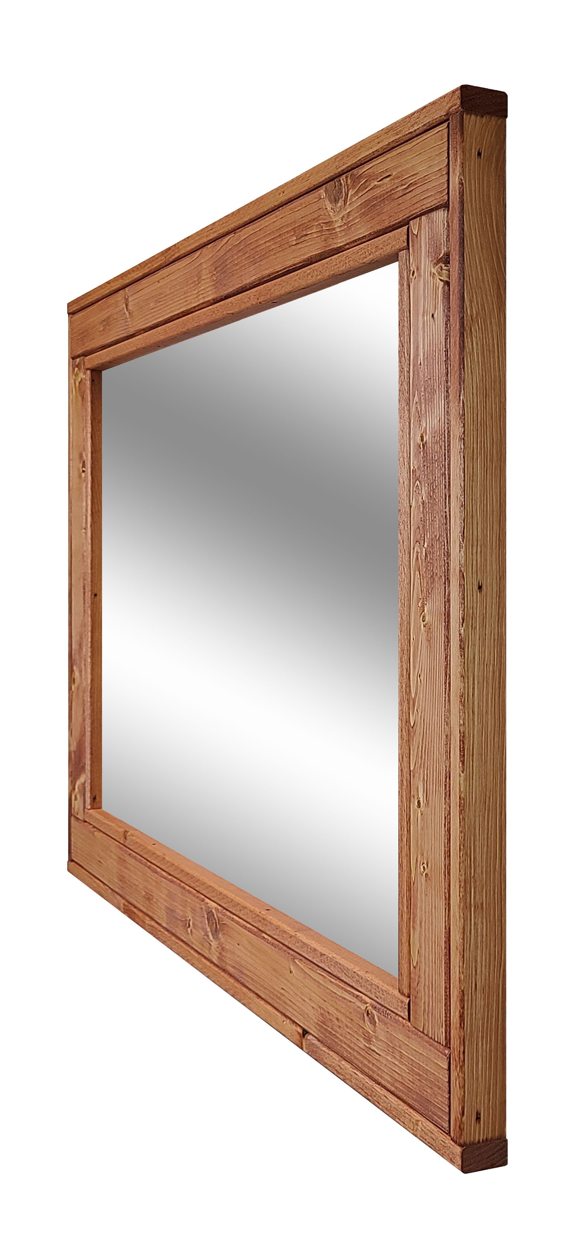Herringbone Reclaimed Styled Wood Mirror, 5 Sizes & 20 Colors, Shown in Cherry