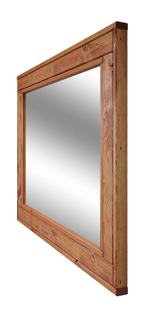 Herringbone Reclaimed Styled Wood Mirror, 5 Sizes & 20 Colors, Shown in Cherry