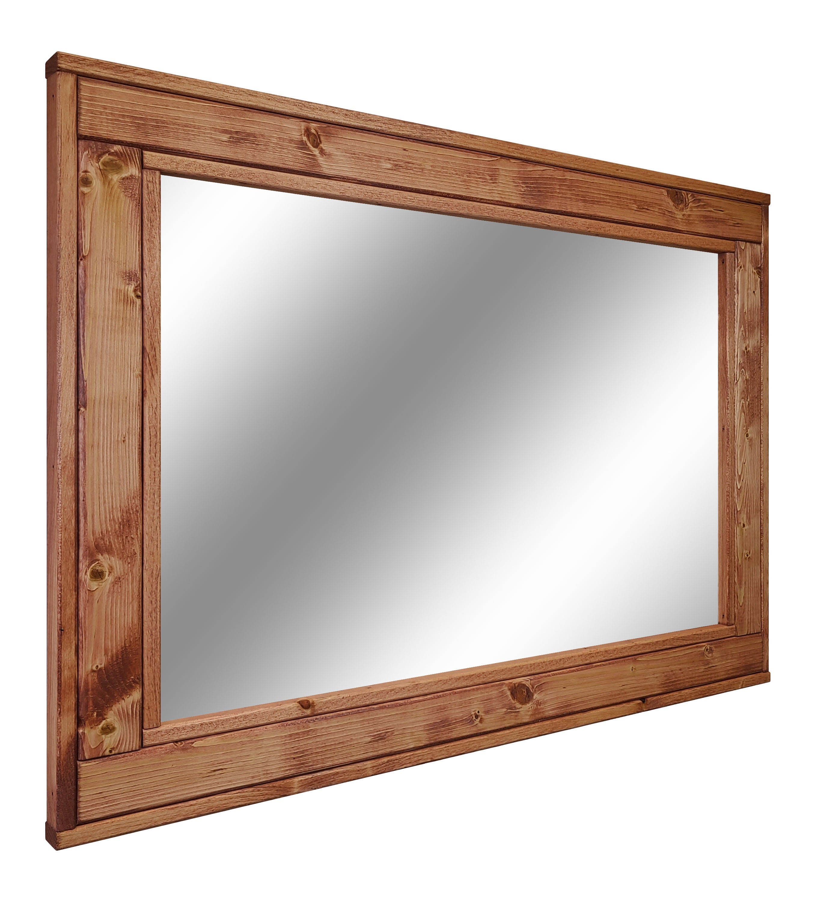 Herringbone Reclaimed Styled Wood Mirror, 5 Sizes & 20 Colors, Shown in Cherry