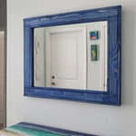 Herringbone Rustic Reclaimed Wood Wall Mirror, 5 Sizes & 13 Colors, Shown in Island Water