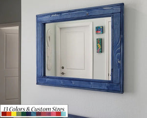 Herringbone Rustic Reclaimed Wood Wall Mirror, 5 Sizes & 13 Colors by Lane of Lenore