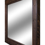 Herringbone Reclaimed Styled Wood Mirror, 20 Stain Colors & Custom Sizes, Shown in Jacobean