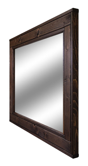 Herringbone Reclaimed Styled Wood Mirror, 20 Stain Colors & Custom Sizes, Shown in Jacobean