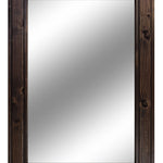 Herringbone Reclaimed Styled Wood Mirror, 20 Stain Colors & Custom Sizes, Shown in Jacobean