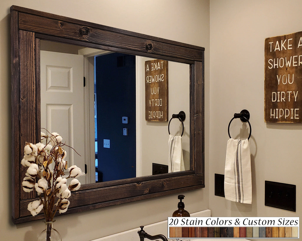 Herringbone Reclaimed Styled Wood Mirror, 20 Stain Colors & Custom Sizes by Lane of Lenore