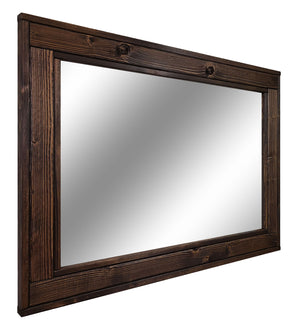 Herringbone Reclaimed Styled Wood Mirror, 20 Stain Colors & Custom Sizes, Shown in Jacobean